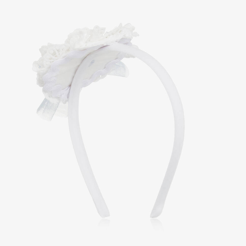 Abuela Tata-Girls Ivory Floral Tulle Headband | Childrensalon Outlet