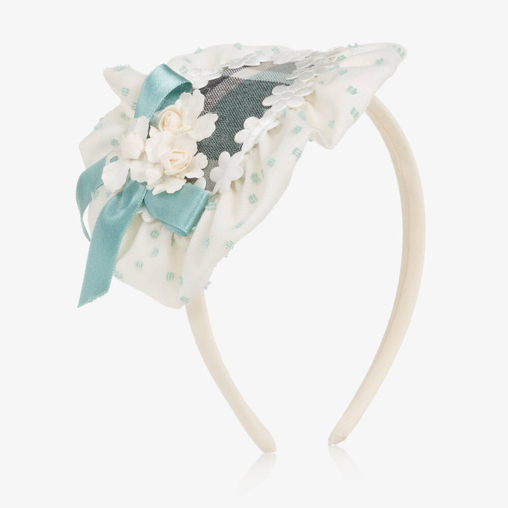 Abuela Tata-Girls Ivory & Green Rosette Hairband | Childrensalon Outlet