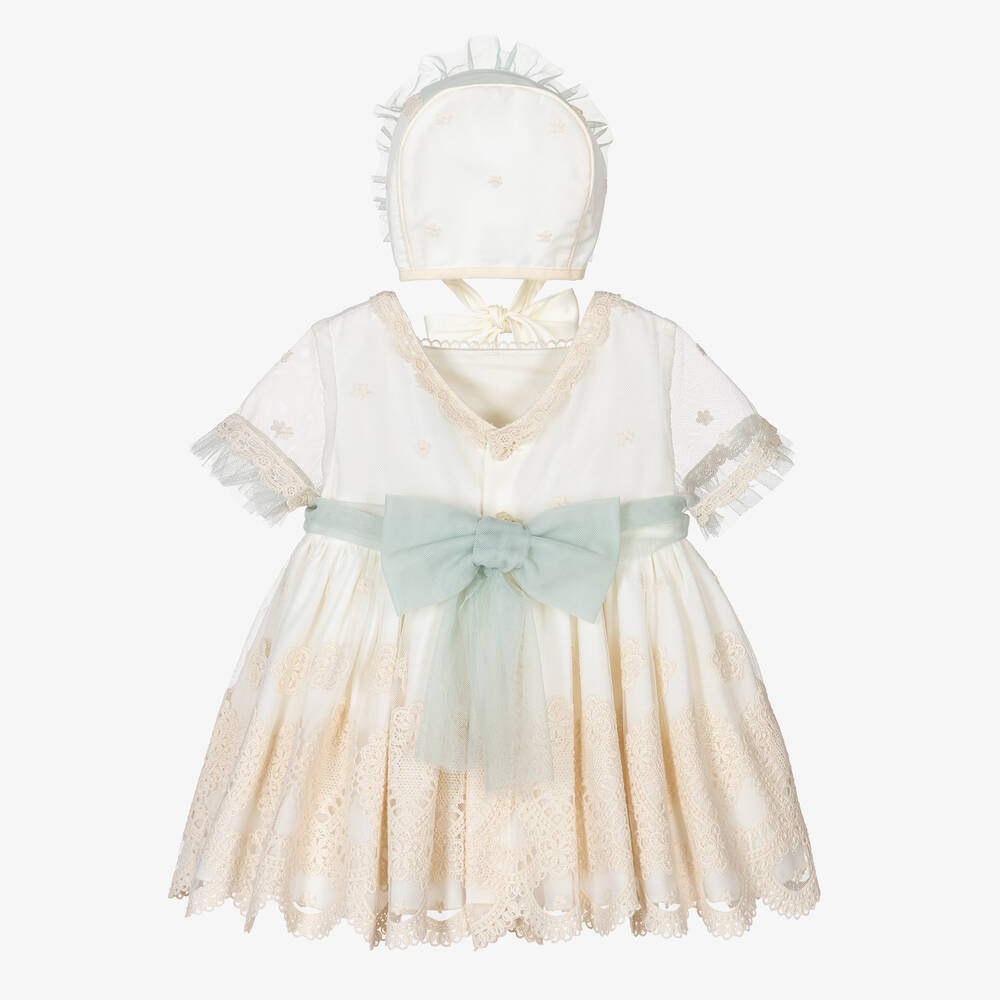 Abuela Tata-Girls Ivory & Green Tulle Dress Set | Childrensalon Outlet