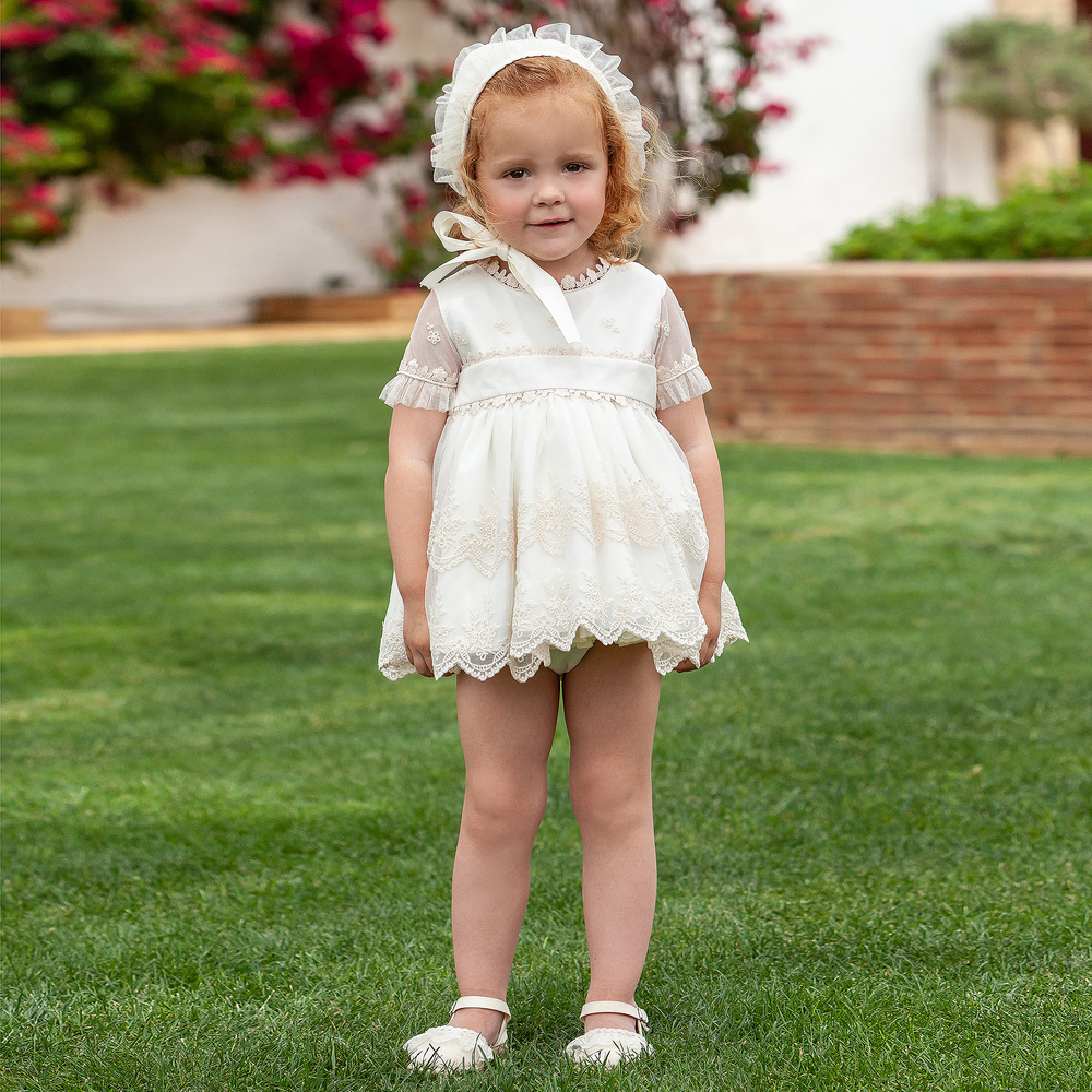 Abuela Tata Girls Ivory Lace Dress Set Childrensalon Outlet