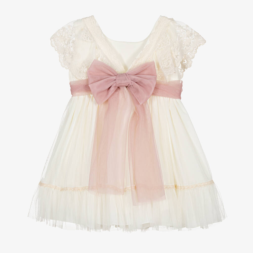 Abuela Tata-Girls Ivory Lace & Tulle Dress | Childrensalon Outlet
