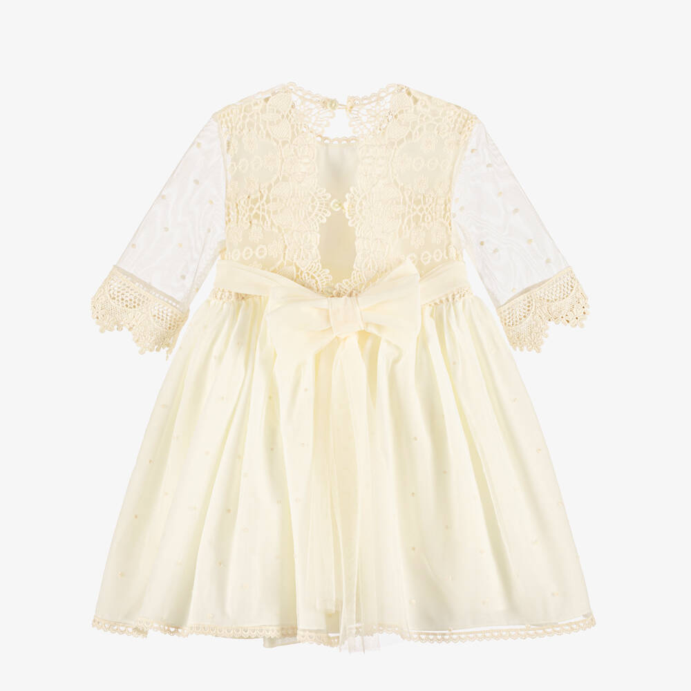 Abuela Tata-Girls Ivory Lace & Tulle Dress | Childrensalon Outlet