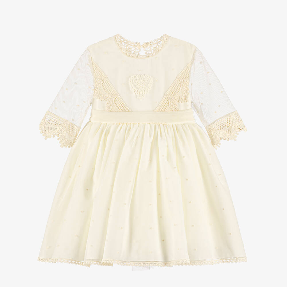Abuela Tata-Girls Ivory Lace & Tulle Dress | Childrensalon Outlet
