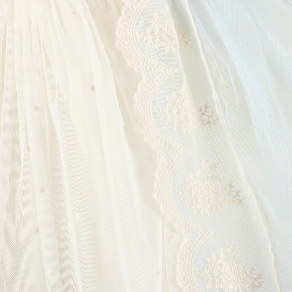 Abuela Tata-Girls Ivory & Pale Blue Tulle Dress Set | Childrensalon Outlet
