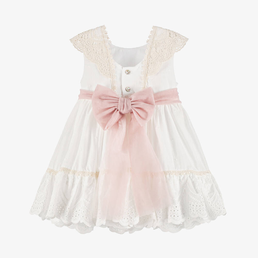 Abuela Tata-Girls Ivory & Pale Pink Tulle Dress | Childrensalon Outlet