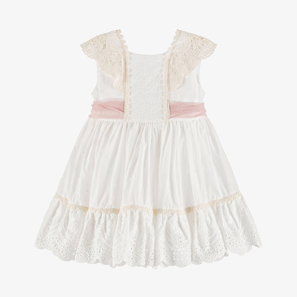 Abuela Tata-Girls Ivory & Pale Pink Tulle Dress | Childrensalon Outlet