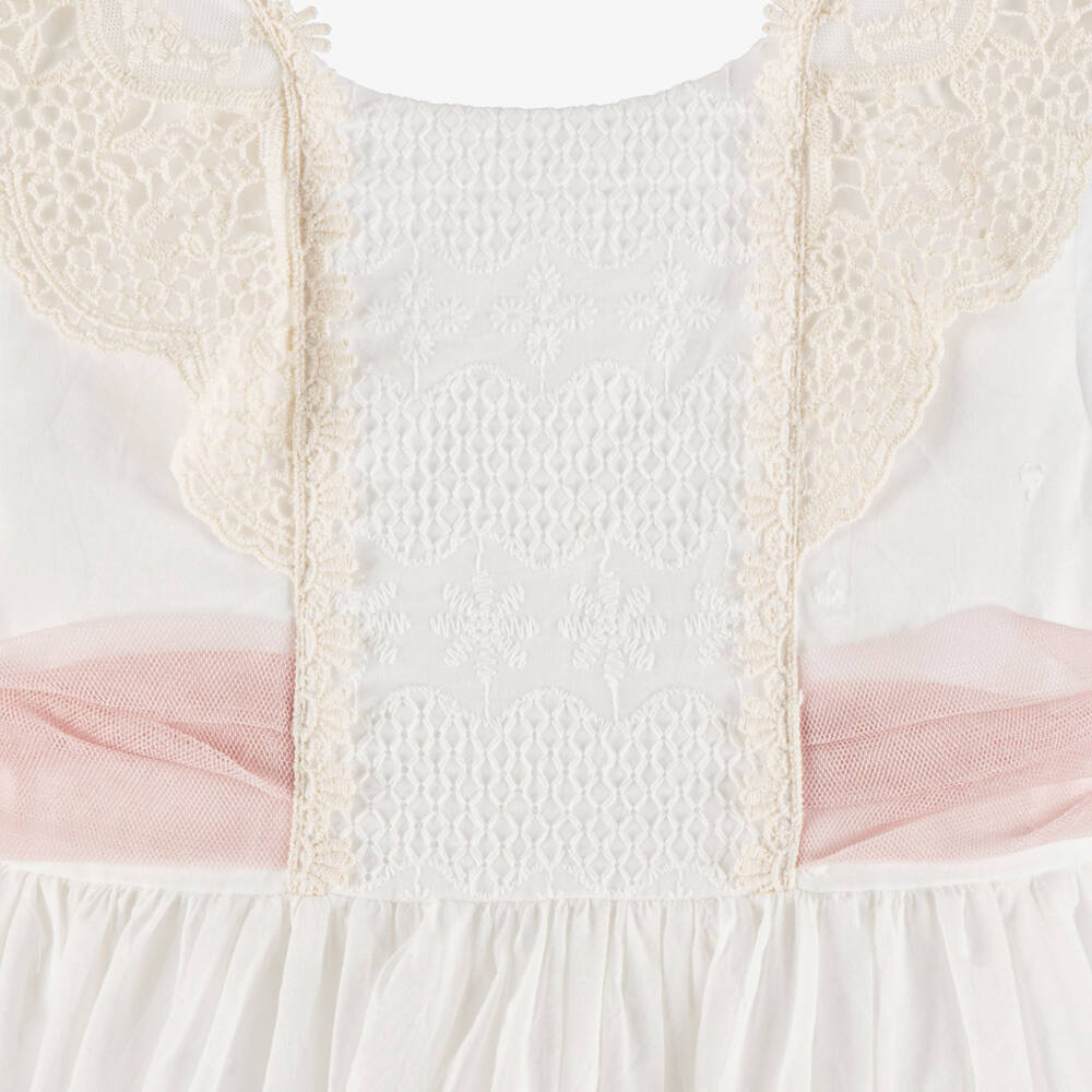 Abuela Tata-Girls Ivory & Pale Pink Tulle Dress | Childrensalon Outlet