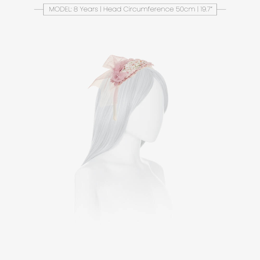 Abuela Tata- Girls Ivory & Pink Floral Hairband with Tulle Bow | Childrensalon Outlet