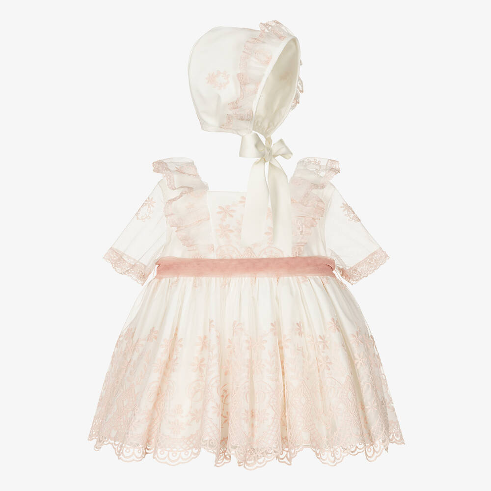 Abuela Tata - Кремово-розовый комплект с платьем из тюля | Childrensalon