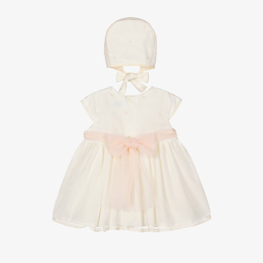 Abuela Tata-Girls Ivory & Pink Tulle Dress Set | Childrensalon Outlet