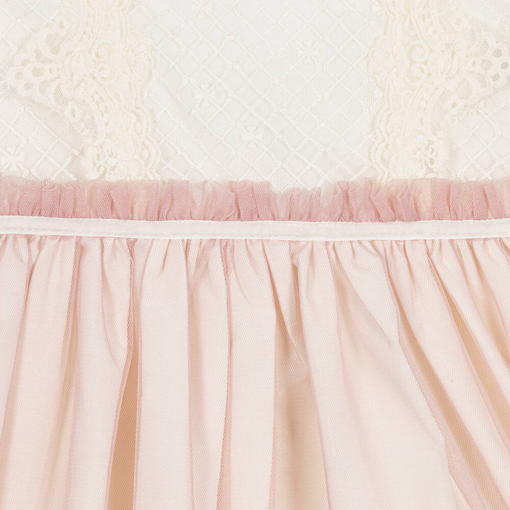 Abuela Tata-Girls Ivory & Pink Tulle Dress Set | Childrensalon Outlet