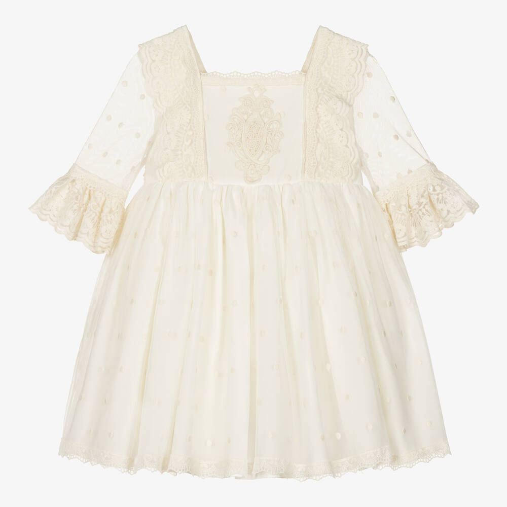 Abuela Tata - Robe ivoire tulle et dentelle fille  | Childrensalon