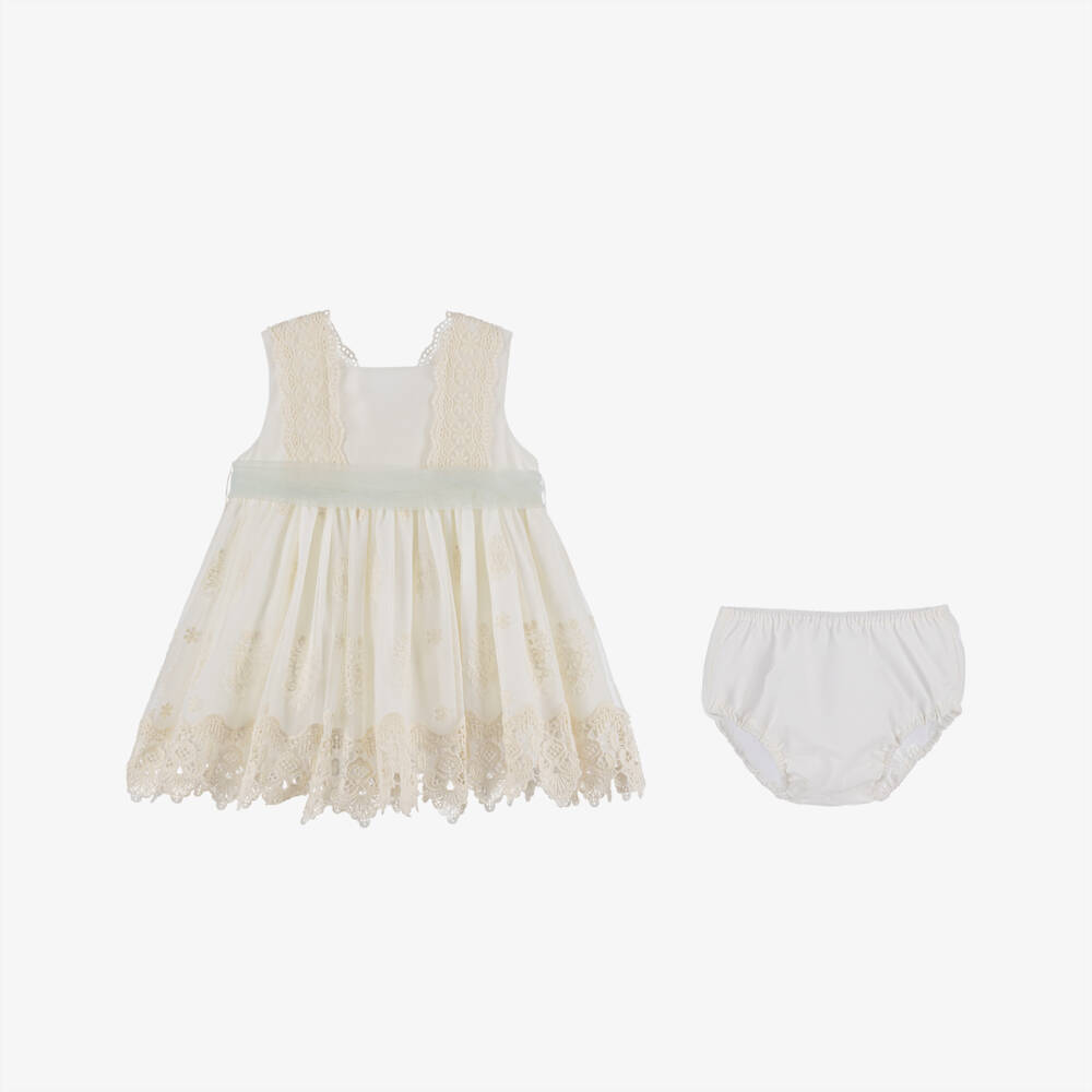 Abuela Tata-Girls Ivory Tulle Lace Ensemble | Childrensalon Outlet