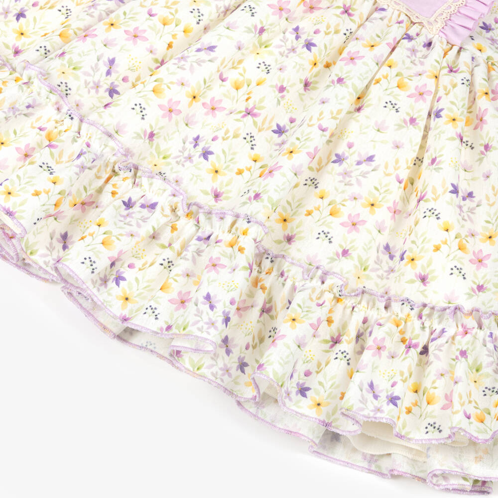 Abuela Tata-Girls Lilac Purple & Yellow Floral Dress Set | Childrensalon Outlet