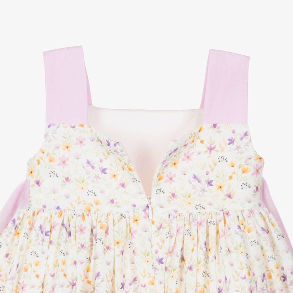 Abuela Tata-Girls Lilac Purple & Yellow Floral Print Dress | Childrensalon Outlet