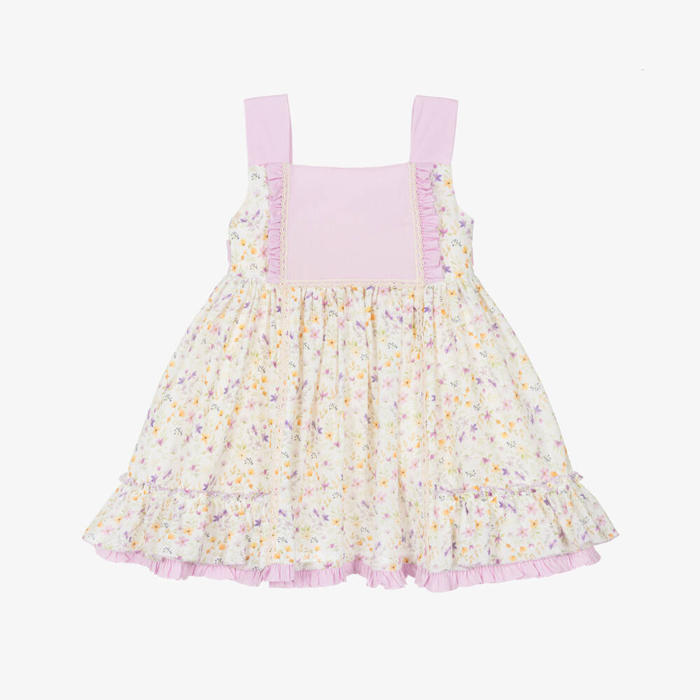 Abuela Tata-Girls Lilac Purple & Yellow Floral Print Dress | Childrensalon Outlet
