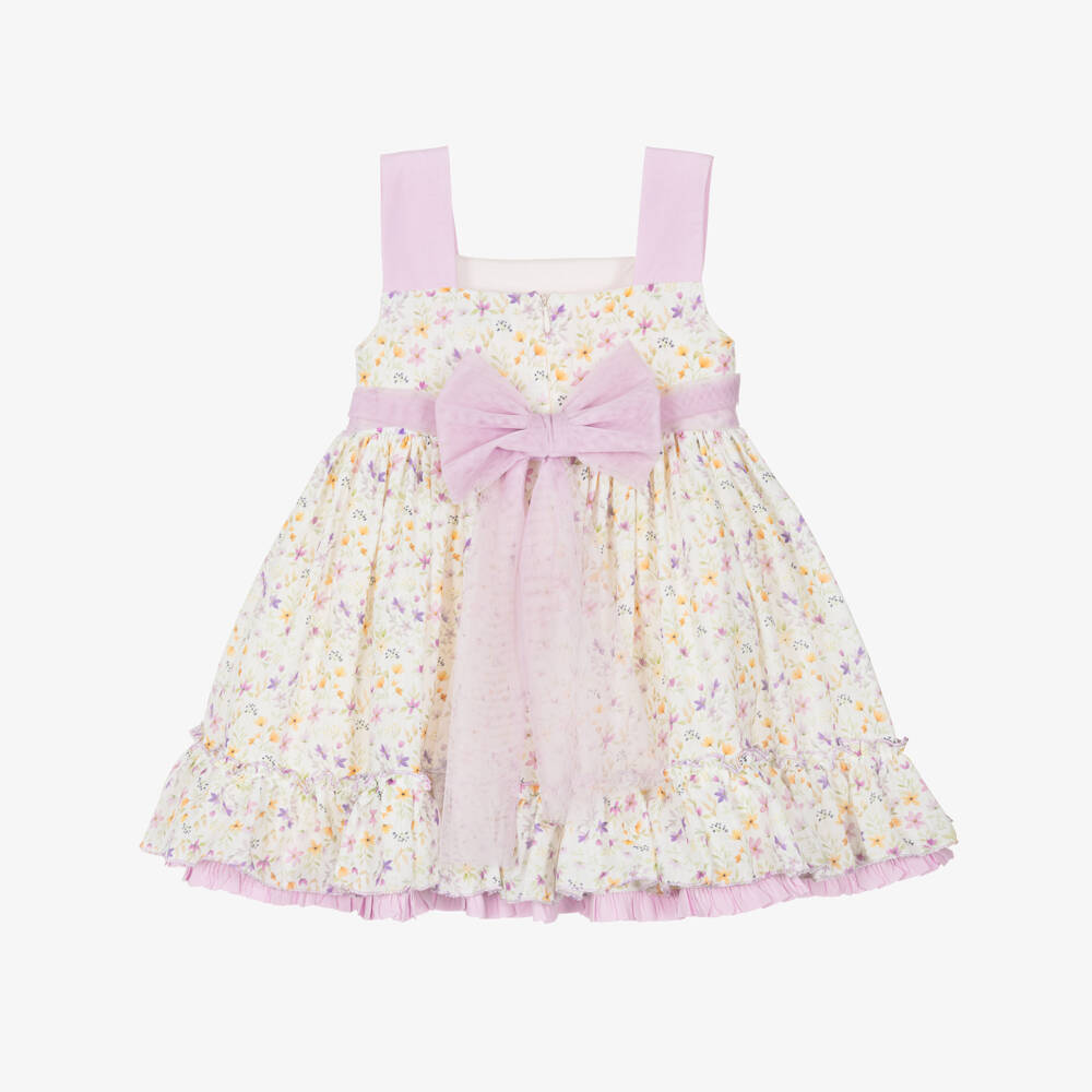 Abuela Tata-Girls Lilac Purple & Yellow Floral Print Dress | Childrensalon Outlet