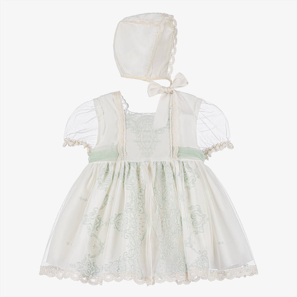 Abuela Tata-Кружевной комплект мятный и кремовый для девочек | Childrensalon Outlet