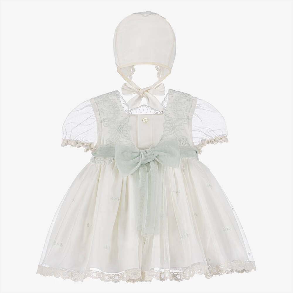 Abuela Tata-Girls Mint & Cream Lace Ensemble | Childrensalon Outlet