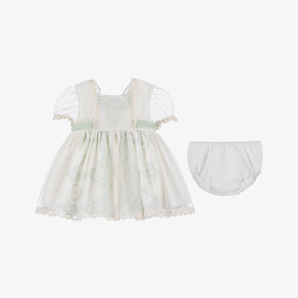 Abuela Tata-Girls Mint & Cream Lace Ensemble | Childrensalon Outlet