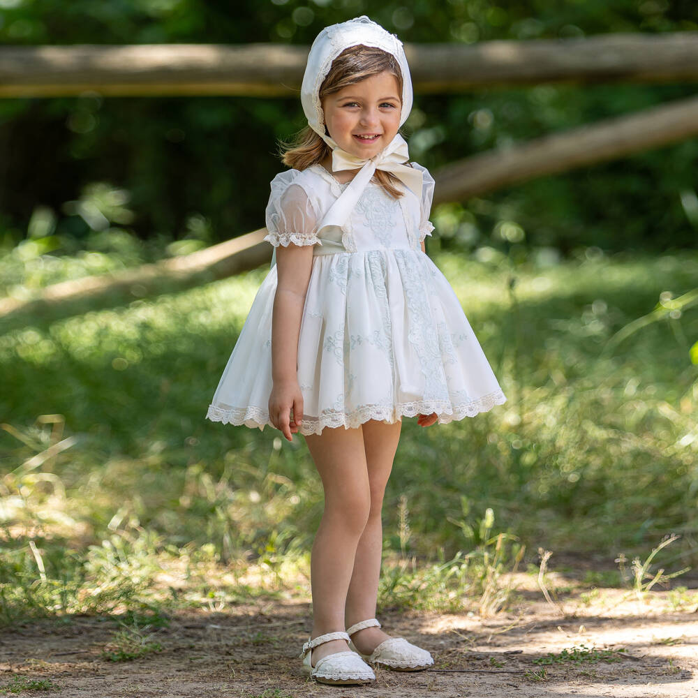 Abuela Tata-Girls Mint & Cream Lace Ensemble | Childrensalon Outlet