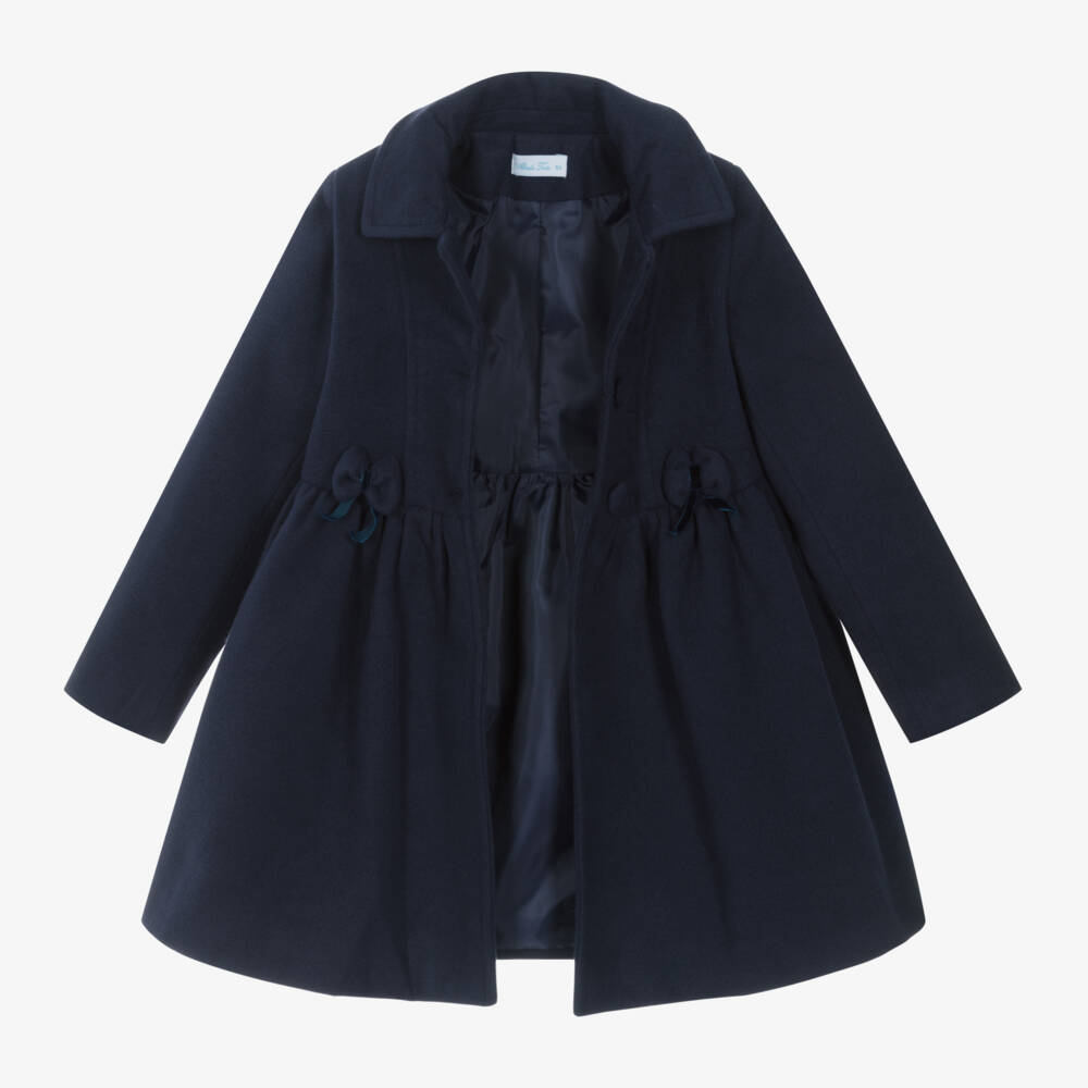 Abuela Tata-Girls Navy Heritage Ruffle Coat | Childrensalon Outlet