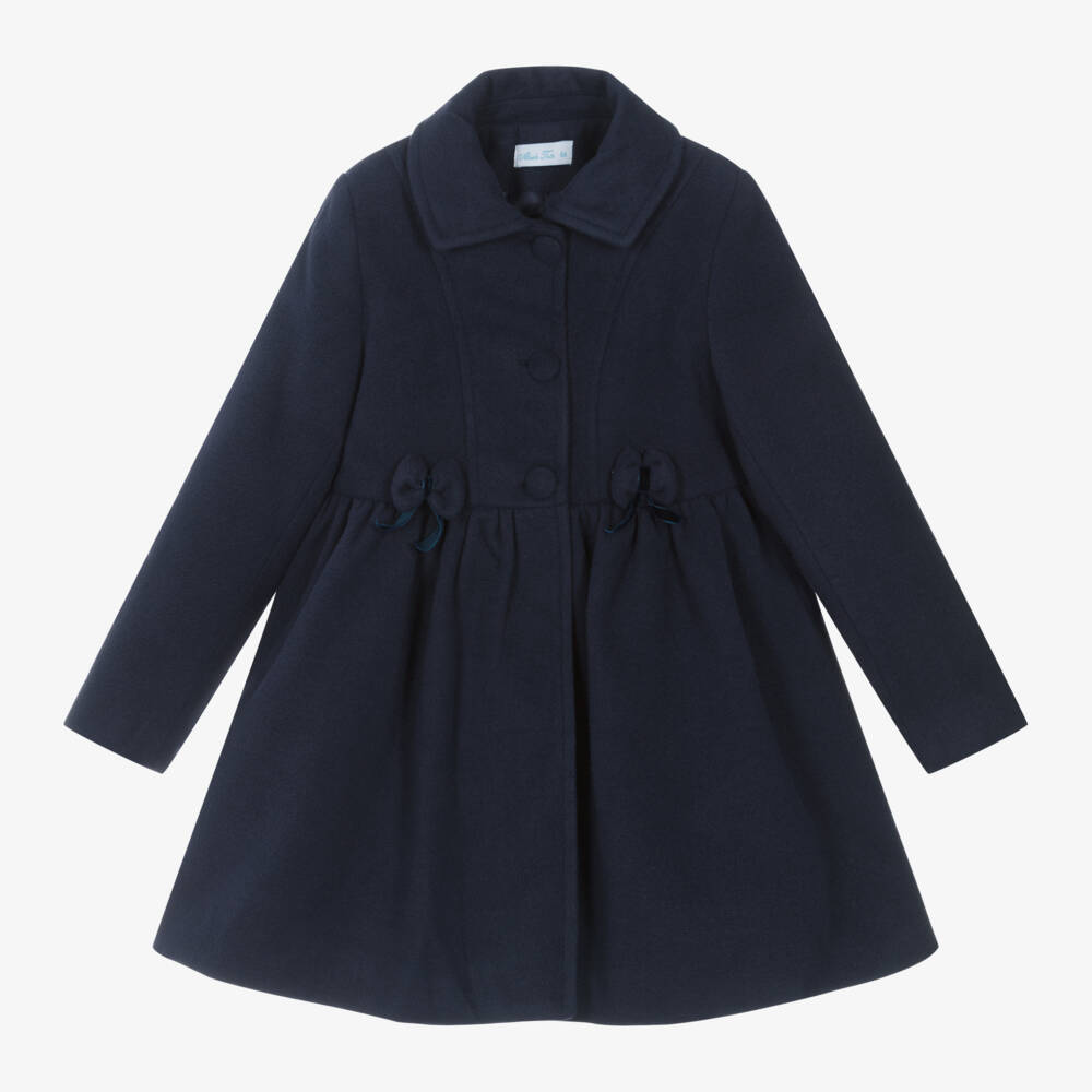 Abuela Tata-Girls Navy Heritage Ruffle Coat | Childrensalon Outlet
