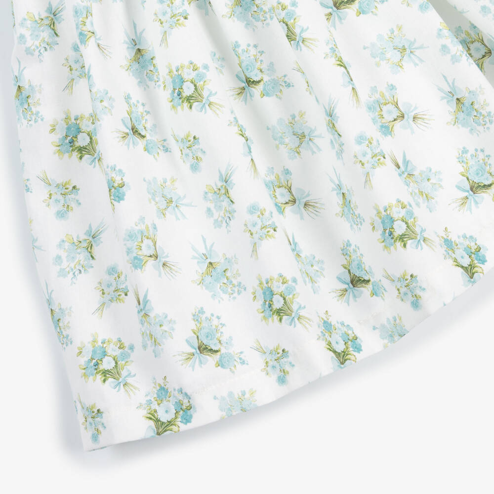 Abuela Tata-Girls Pale Turquoise Floral Print Dress | Childrensalon Outlet