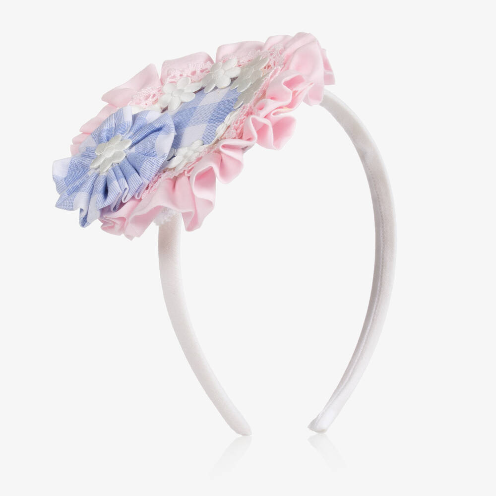 Abuela Tata - Girls Pink & Blue Gingham Hairband | Childrensalon