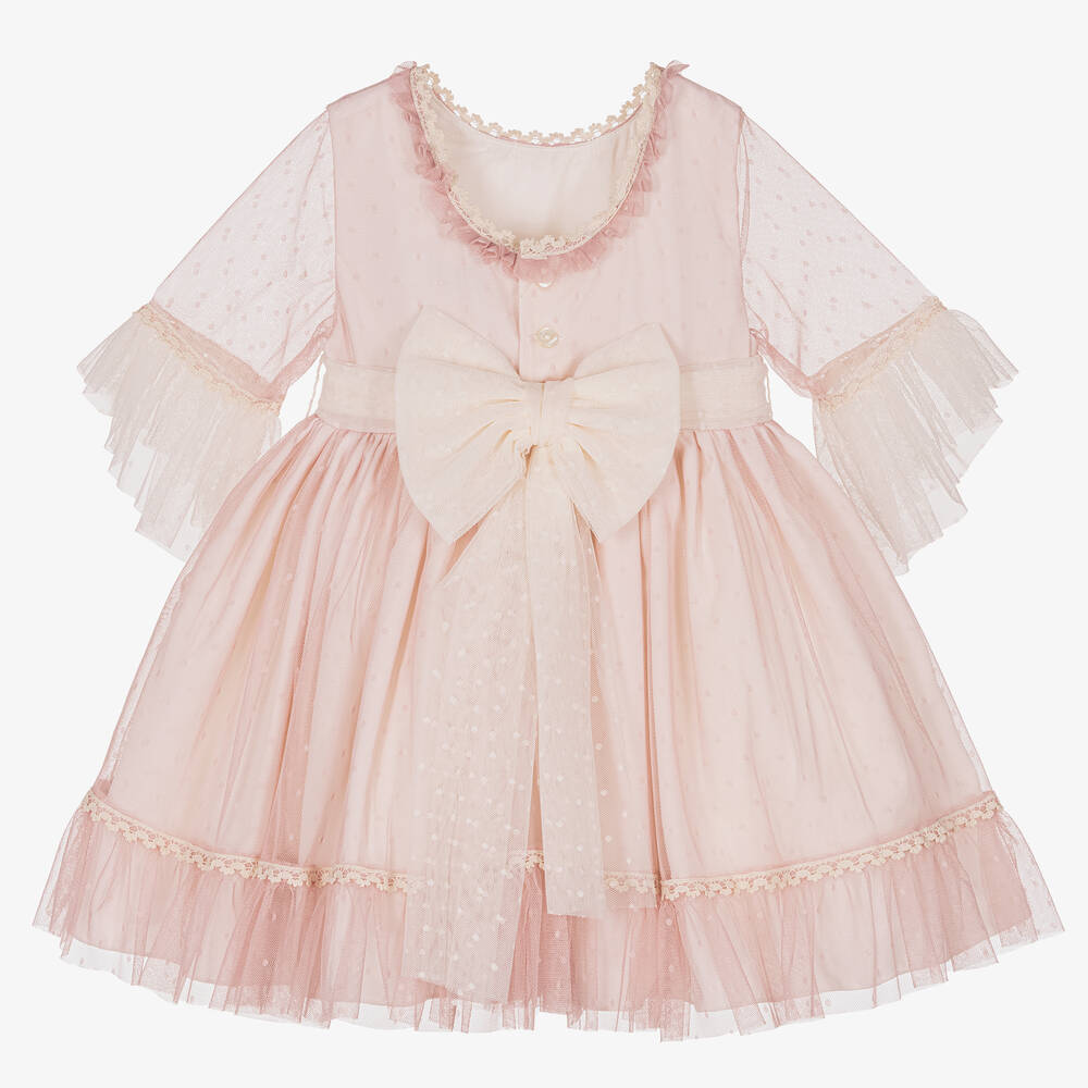 Abuela Tata-Кремово-розовое платье из тюля | Childrensalon Outlet