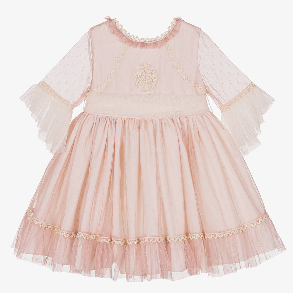 Abuela Tata - Кремово-розовое платье из тюля | Childrensalon