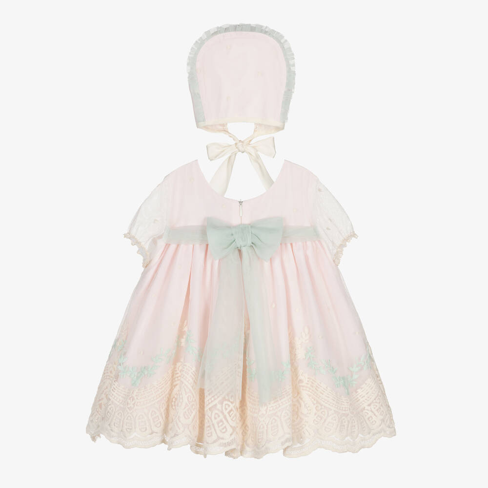 Abuela Tata-Girls Pink & Ivory Tulle Dress Set | Childrensalon Outlet