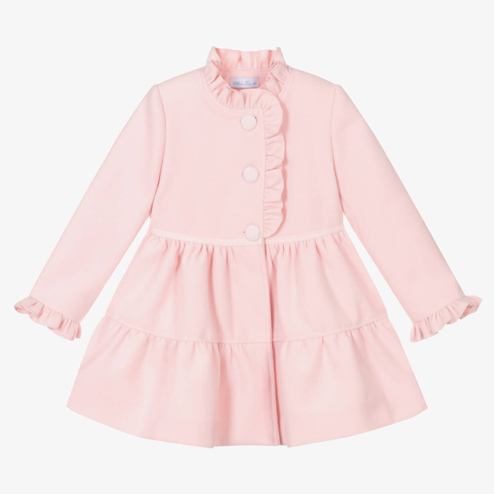 Abuela Tata-Girls Pink Ruffle Coat | Childrensalon Outlet
