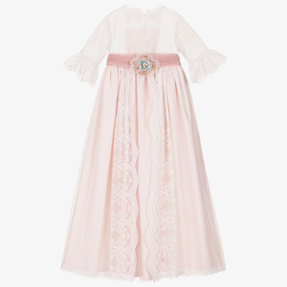 Abuela Tata - Spitzenkleid in Rosa und Weiß (M)  | Childrensalon