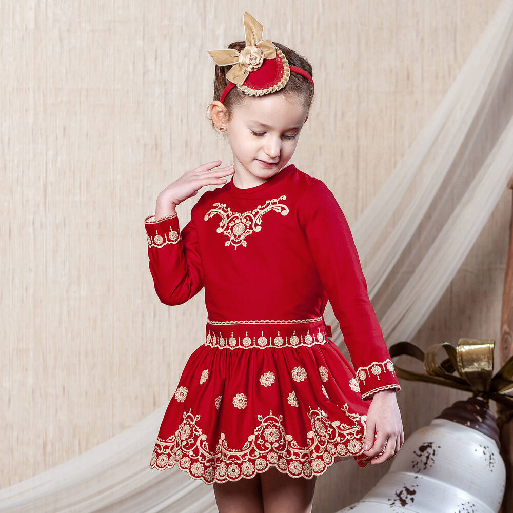 Red and gold dress for girls outlet