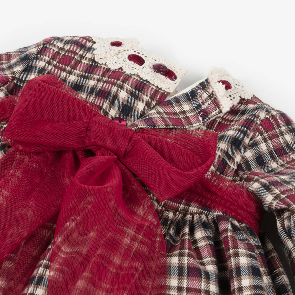 Abuela Tata-Girls Red Plaid Dress & Bonnet Set | Childrensalon Outlet