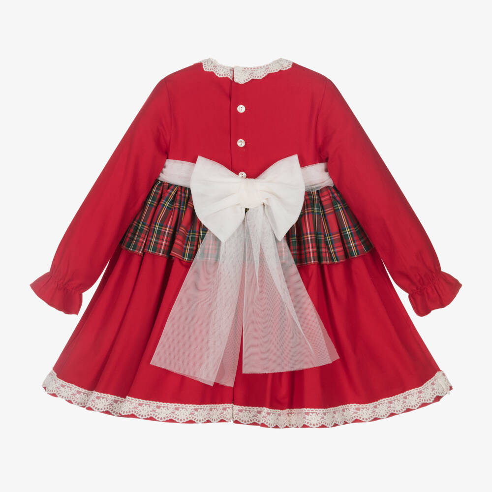 Abuela Tata-Girls Red Tartan Cotton Dress | Childrensalon Outlet
