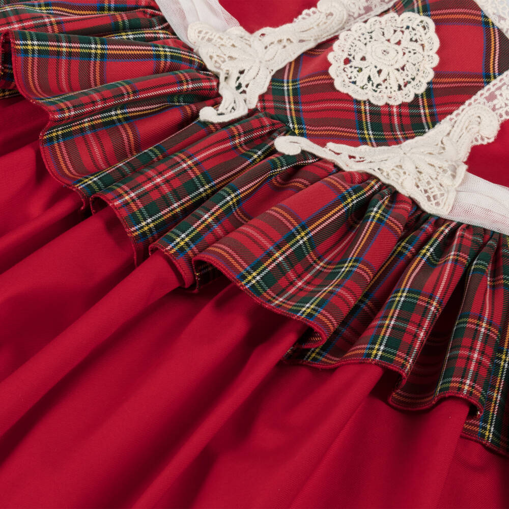 Abuela Tata-Girls Red Tartan Cotton Dress | Childrensalon Outlet