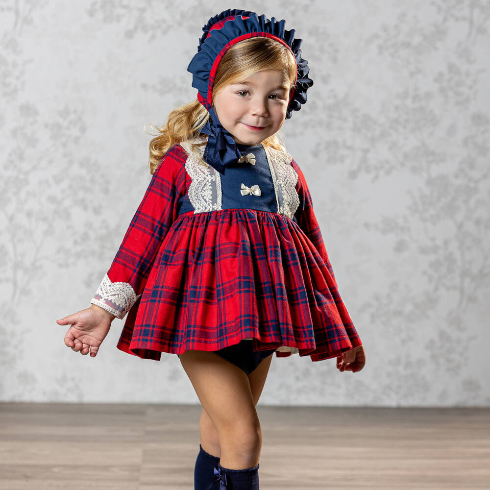 أبويلا تاتا-طقم فستان تارتان لون أحمر | Childrensalon Outlet