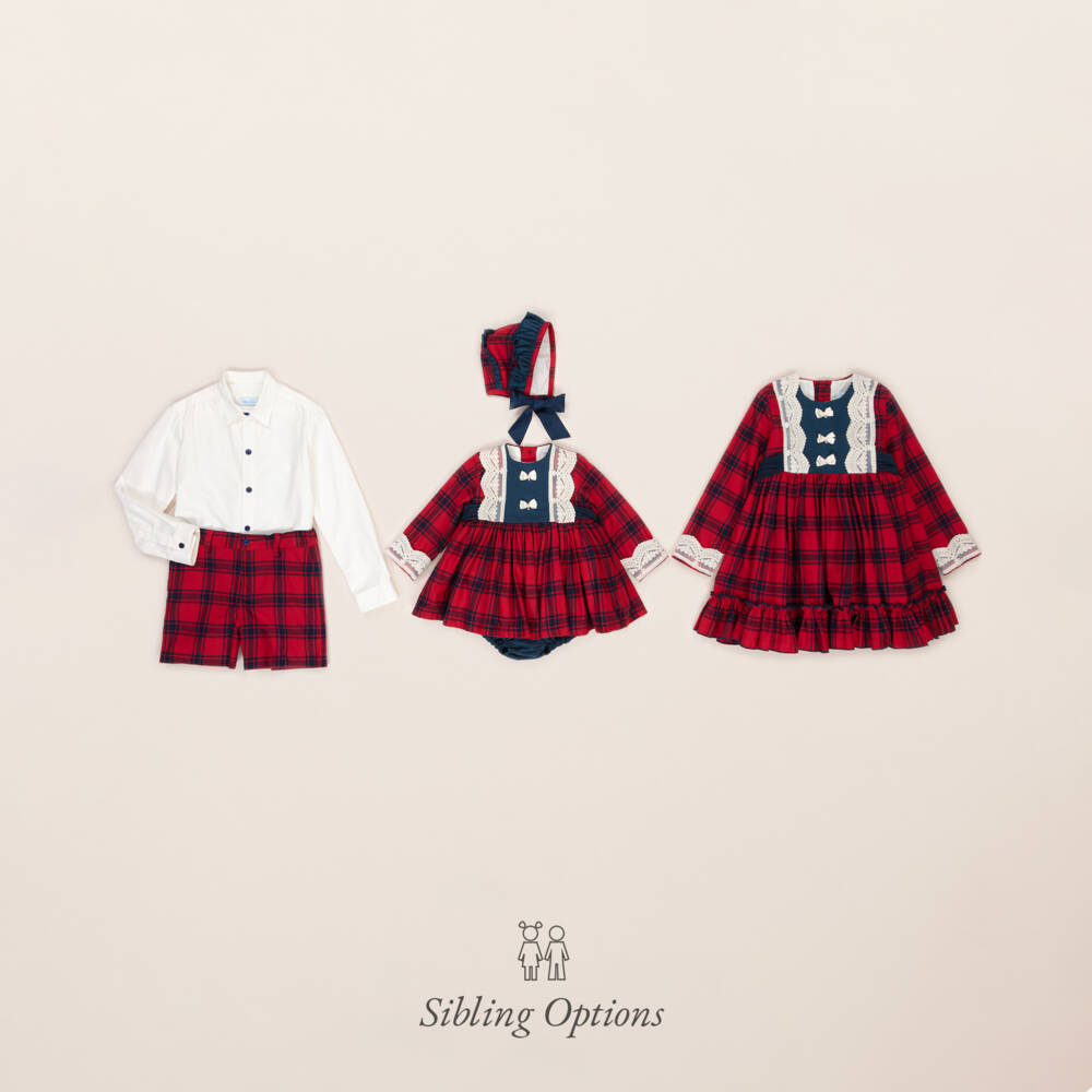 أبويلا تاتا-طقم فستان تارتان لون أحمر | Childrensalon Outlet