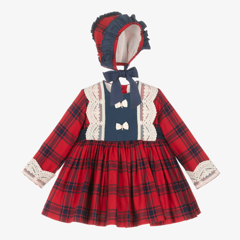 Abuela Tata-Girls Red Tartan Outfit Set | Childrensalon Outlet