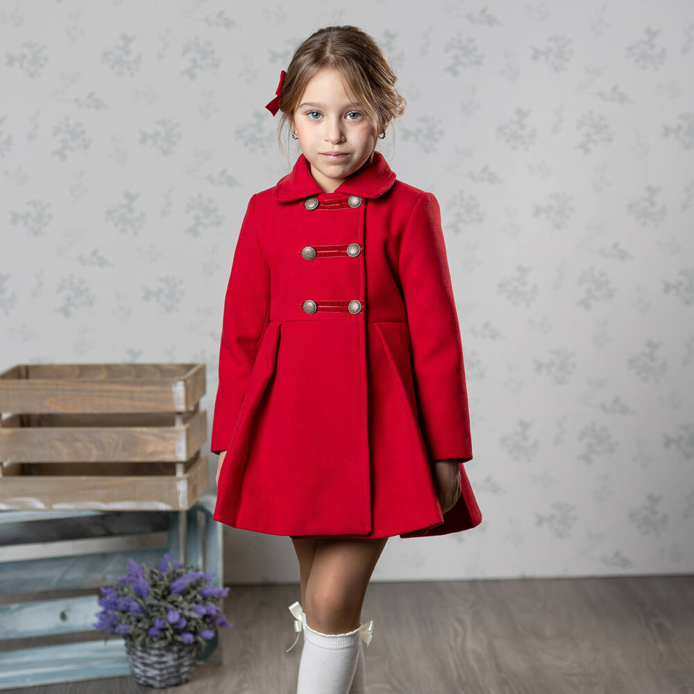 Abuela Tata-Girls Red Traditional Coat | Childrensalon Outlet