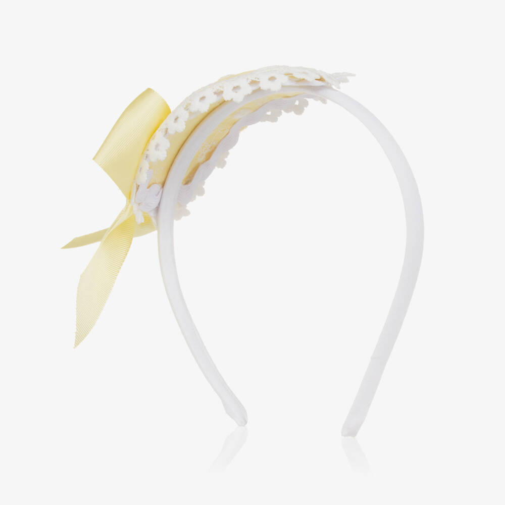 Abuela Tata-Girls Rosette-Embellished Yellow Hairband | Childrensalon Outlet