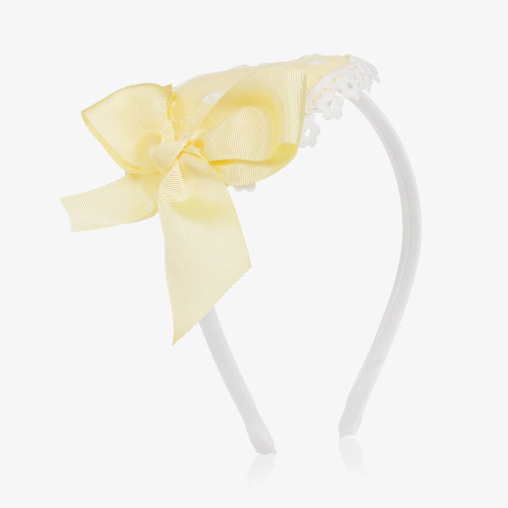 Abuela Tata-Girls Rosette-Embellished Yellow Hairband | Childrensalon Outlet