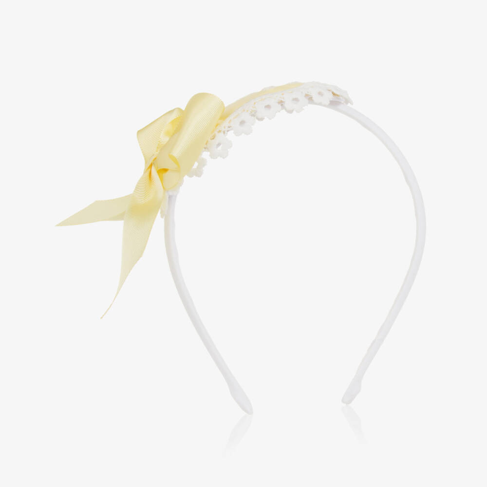Abuela Tata-Girls Rosette-Embellished Yellow Hairband | Childrensalon Outlet
