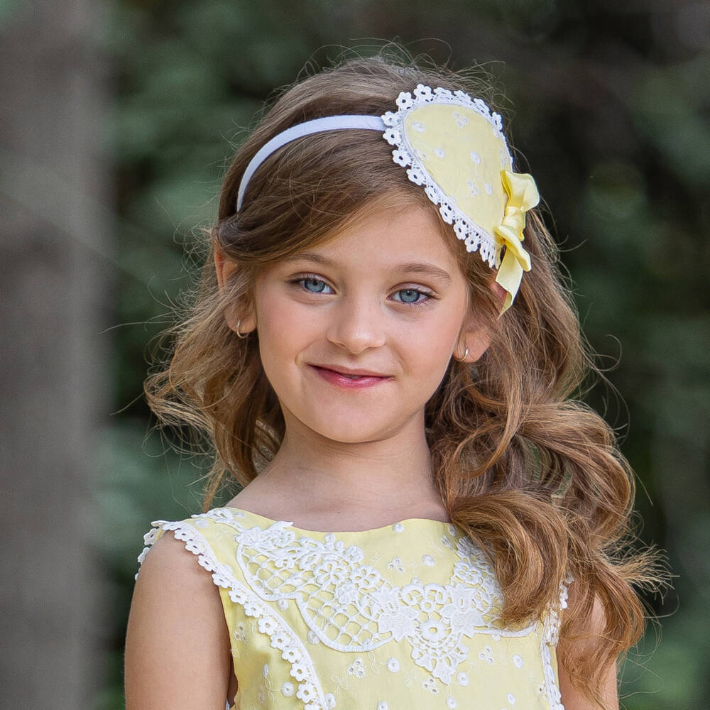 Abuela Tata-Girls Rosette-Embellished Yellow Hairband | Childrensalon Outlet