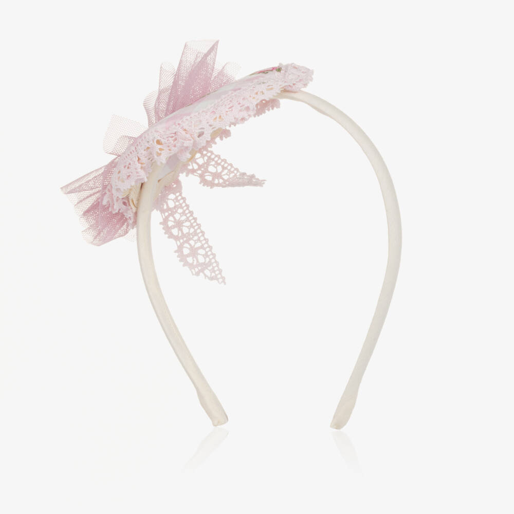 Abuela Tata-Girls Rosy Gingham Tulle Headband | Childrensalon Outlet