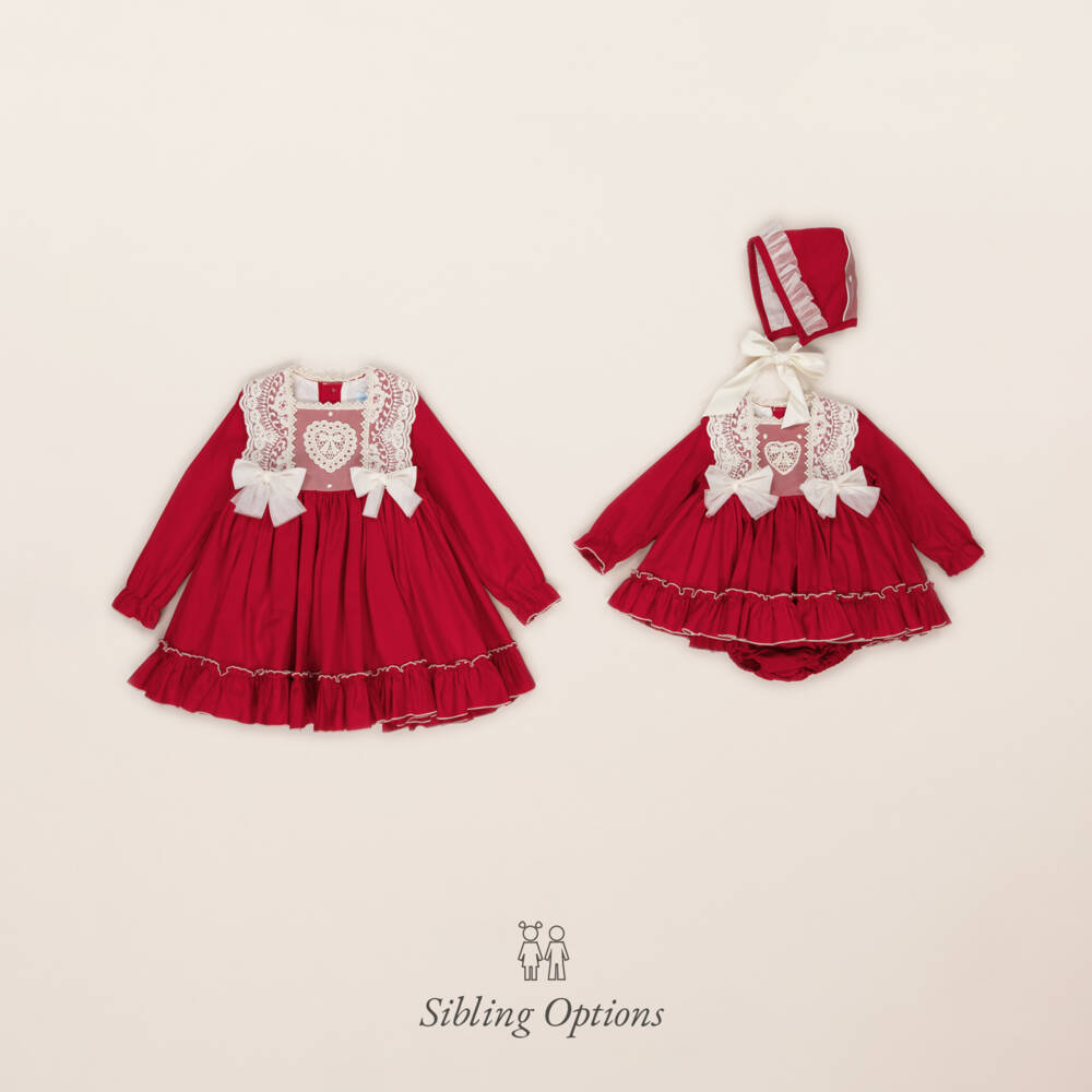 Abuela Tata-Girls Scarlet Lace Panel Dress | Childrensalon Outlet
