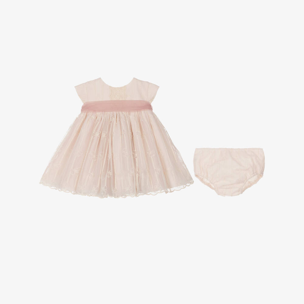 Abuela Tata-Girls Soft Ivory & Pink Lace Ensemble | Childrensalon Outlet