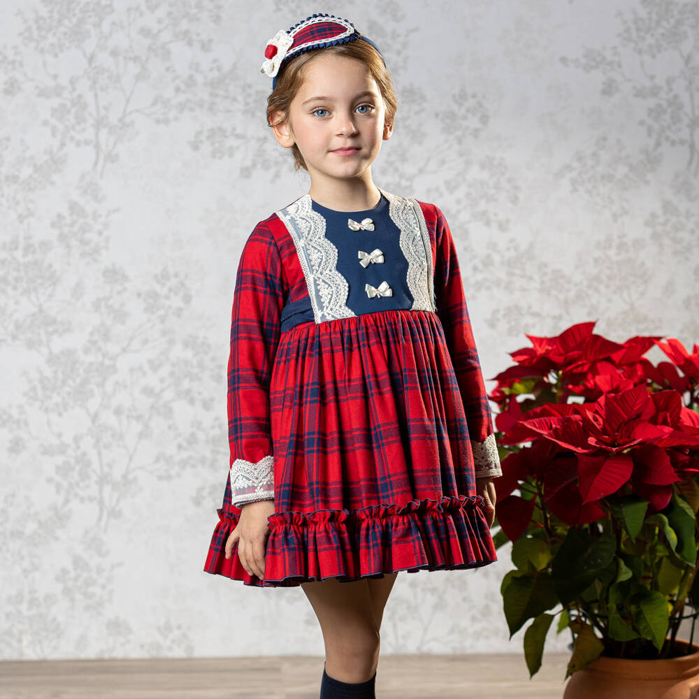 Abuela Tata-Girls Tartan Cotton Dress | Childrensalon Outlet